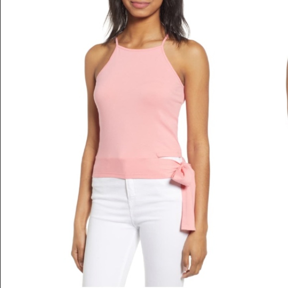 BP Plus Size Side Tie Tank Top in Pink 2X